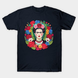 Mexican Dream of Flowers and Frida Kahlo T-Shirt